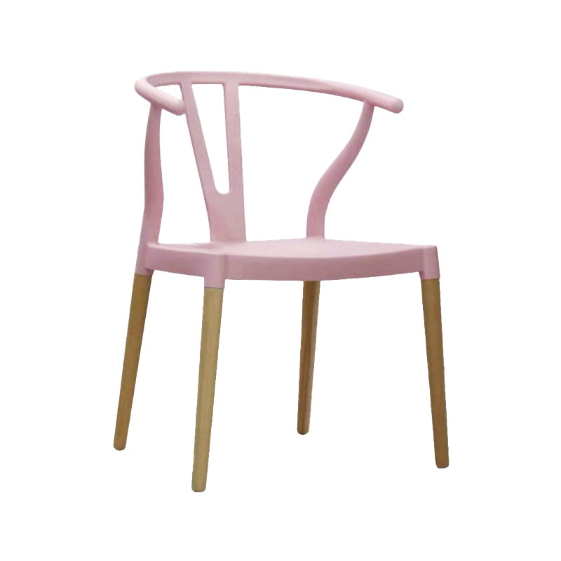 Modern Beech Wishbone Arm Chair Matte Finish Plastic Dining Chair Pink 1 Piece Clearhalo ' kitchen&dining_furn' 'Dining Chairs' 'Dining Tables & Seating' 'dining_chair' 'Furniture' 'furniture_dining_chair' 'Kitchen & Dining Furniture' 'kitchen' 4600569