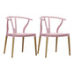 Modern Beech Wishbone Arm Chair Matte Finish Plastic Dining Chair Pink Set of 2 Clearhalo ' kitchen&dining_furn' 'Dining Chairs' 'Dining Tables & Seating' 'dining_chair' 'Furniture' 'furniture_dining_chair' 'Kitchen & Dining Furniture' 'kitchen' 4600570