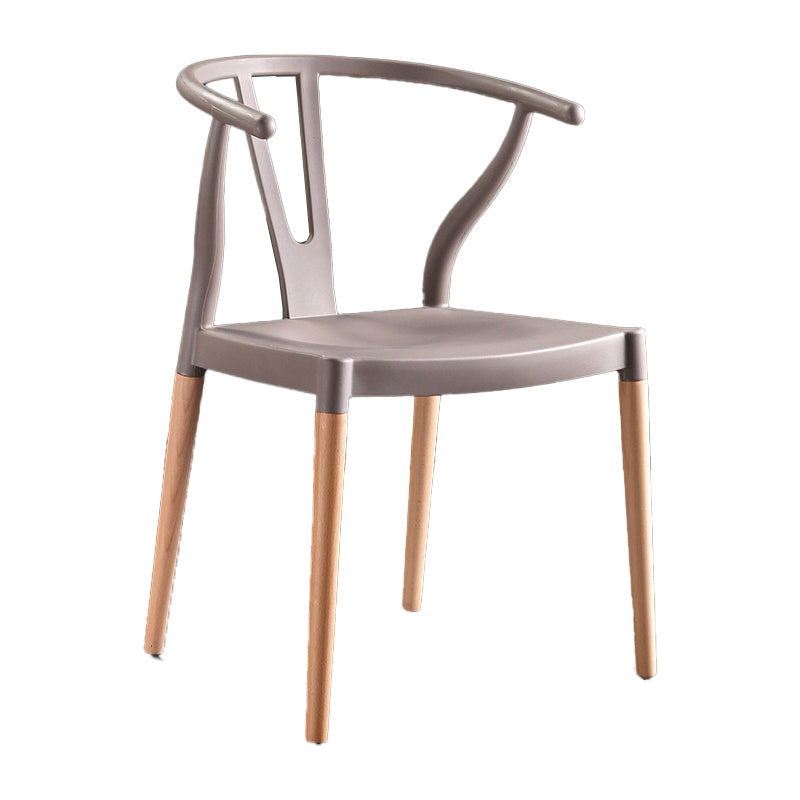 Modern Beech Wishbone Arm Chair Matte Finish Plastic Dining Chair Grey 1 Piece Clearhalo ' kitchen&dining_furn' 'Dining Chairs' 'Dining Tables & Seating' 'dining_chair' 'Furniture' 'furniture_dining_chair' 'Kitchen & Dining Furniture' 'kitchen' 4600572