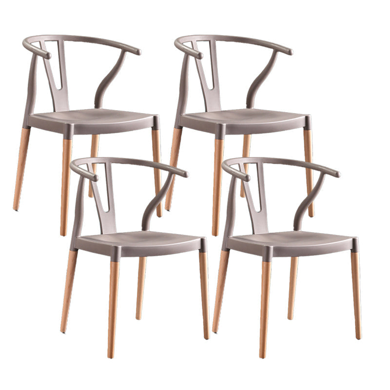 Modern Beech Wishbone Arm Chair Matte Finish Plastic Dining Chair Grey Set of 4 Clearhalo ' kitchen&dining_furn' 'Dining Chairs' 'Dining Tables & Seating' 'dining_chair' 'Furniture' 'furniture_dining_chair' 'Kitchen & Dining Furniture' 'kitchen' 4600574