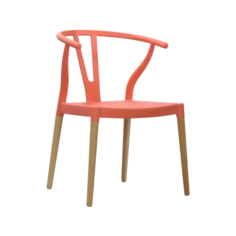 Modern Beech Wishbone Arm Chair Matte Finish Plastic Dining Chair Orange Red 1 Piece Clearhalo ' kitchen&dining_furn' 'Dining Chairs' 'Dining Tables & Seating' 'dining_chair' 'Furniture' 'furniture_dining_chair' 'Kitchen & Dining Furniture' 'kitchen' 4600575