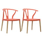 Modern Beech Wishbone Arm Chair Matte Finish Plastic Dining Chair Orange Red Set of 2 Clearhalo ' kitchen&dining_furn' 'Dining Chairs' 'Dining Tables & Seating' 'dining_chair' 'Furniture' 'furniture_dining_chair' 'Kitchen & Dining Furniture' 'kitchen' 4600576