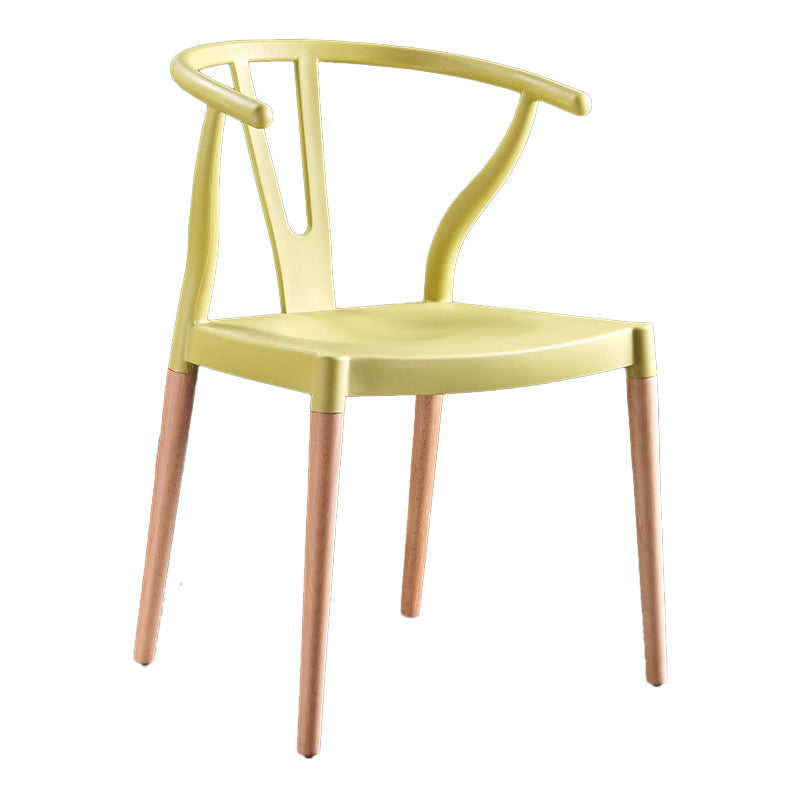 Modern Beech Wishbone Arm Chair Matte Finish Plastic Dining Chair Lemon Yellow 1 Piece Clearhalo ' kitchen&dining_furn' 'Dining Chairs' 'Dining Tables & Seating' 'dining_chair' 'Furniture' 'furniture_dining_chair' 'Kitchen & Dining Furniture' 'kitchen' 4600578