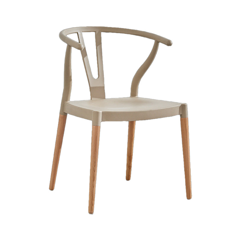 Modern Beech Wishbone Arm Chair Matte Finish Plastic Dining Chair Khaki 1 Piece Clearhalo ' kitchen&dining_furn' 'Dining Chairs' 'Dining Tables & Seating' 'dining_chair' 'Furniture' 'furniture_dining_chair' 'Kitchen & Dining Furniture' 'kitchen' 4600581