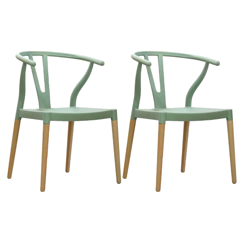 Modern Beech Wishbone Arm Chair Matte Finish Plastic Dining Chair Gray-Green Set of 2 Clearhalo ' kitchen&dining_furn' 'Dining Chairs' 'Dining Tables & Seating' 'dining_chair' 'Furniture' 'furniture_dining_chair' 'Kitchen & Dining Furniture' 'kitchen' 4600585