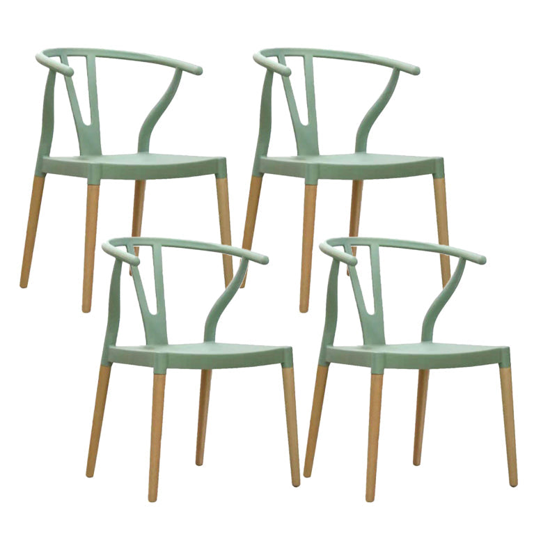 Modern Beech Wishbone Arm Chair Matte Finish Plastic Dining Chair Gray-Green Set of 4 Clearhalo ' kitchen&dining_furn' 'Dining Chairs' 'Dining Tables & Seating' 'dining_chair' 'Furniture' 'furniture_dining_chair' 'Kitchen & Dining Furniture' 'kitchen' 4600586
