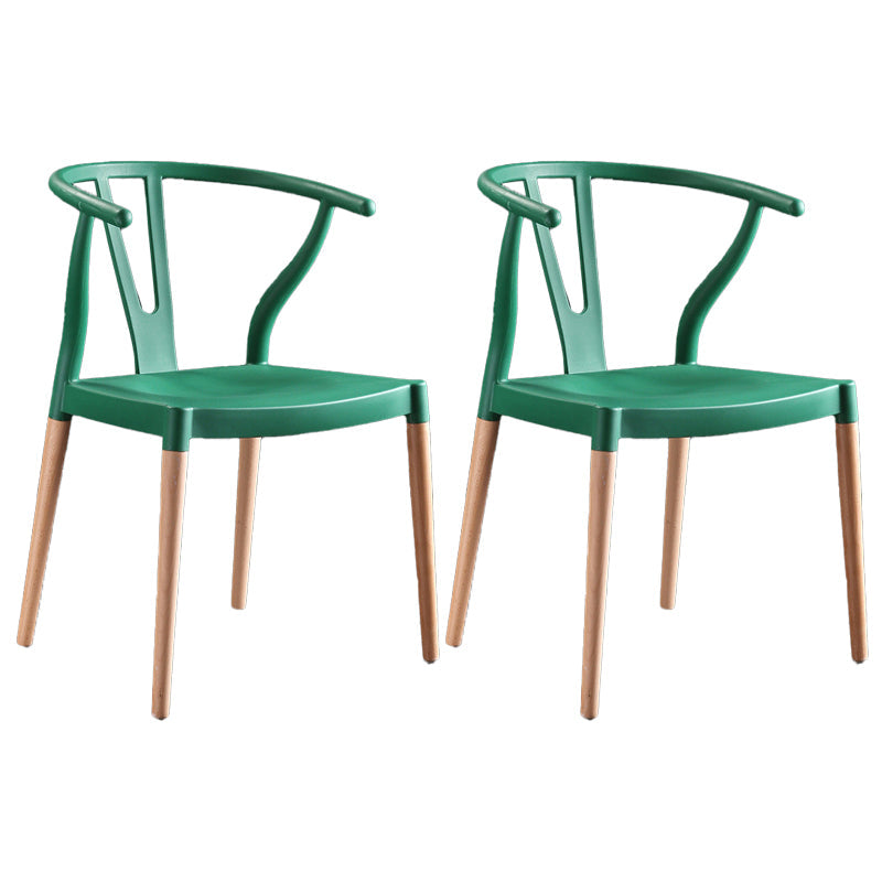 Modern Beech Wishbone Arm Chair Matte Finish Plastic Dining Chair Green Set of 2 Clearhalo ' kitchen&dining_furn' 'Dining Chairs' 'Dining Tables & Seating' 'dining_chair' 'Furniture' 'furniture_dining_chair' 'Kitchen & Dining Furniture' 'kitchen' 4600588