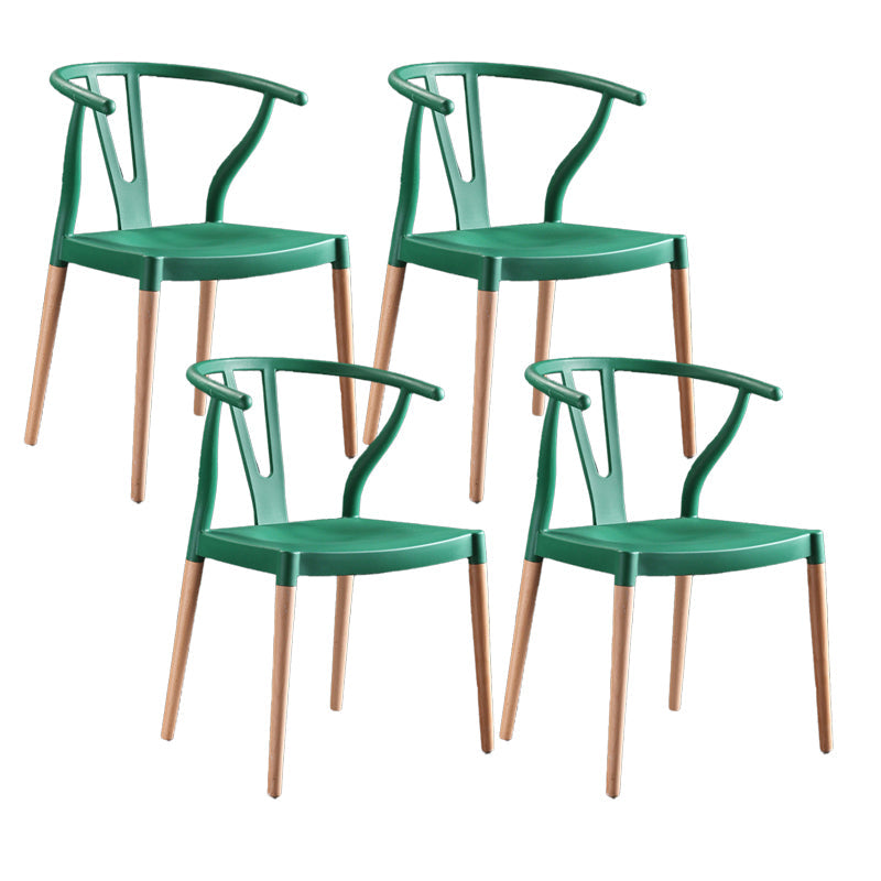 Modern Beech Wishbone Arm Chair Matte Finish Plastic Dining Chair Green Set of 4 Clearhalo ' kitchen&dining_furn' 'Dining Chairs' 'Dining Tables & Seating' 'dining_chair' 'Furniture' 'furniture_dining_chair' 'Kitchen & Dining Furniture' 'kitchen' 4600589