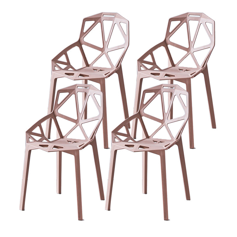 Modern Study Room Cross Back Side Chair Matte Finish Plastic Dining Chair Pink 4 Piece Set Clearhalo ' kitchen&dining_furn' 'Dining Chairs' 'Dining Tables & Seating' 'dining_chair' 'furn' 'furn_dining_chair' 'Furniture' 'furniture_dining_chair' 'Kitchen & Dining Furniture' 'kitchen' 4600592