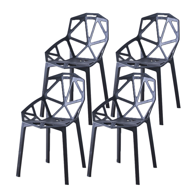 Modern Study Room Cross Back Side Chair Matte Finish Plastic Dining Chair Black 4 Piece Set Clearhalo ' kitchen&dining_furn' 'Dining Chairs' 'Dining Tables & Seating' 'dining_chair' 'furn' 'furn_dining_chair' 'Furniture' 'furniture_dining_chair' 'Kitchen & Dining Furniture' 'kitchen' 4600593
