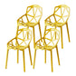 Modern Study Room Cross Back Side Chair Matte Finish Plastic Dining Chair Yellow 4 Piece Set Clearhalo ' kitchen&dining_furn' 'Dining Chairs' 'Dining Tables & Seating' 'dining_chair' 'furn' 'furn_dining_chair' 'Furniture' 'furniture_dining_chair' 'Kitchen & Dining Furniture' 'kitchen' 4600596