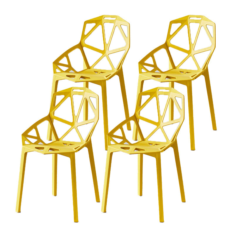 Modern Study Room Cross Back Side Chair Matte Finish Plastic Dining Chair Yellow 4 Piece Set Clearhalo ' kitchen&dining_furn' 'Dining Chairs' 'Dining Tables & Seating' 'dining_chair' 'furn' 'furn_dining_chair' 'Furniture' 'furniture_dining_chair' 'Kitchen & Dining Furniture' 'kitchen' 4600596