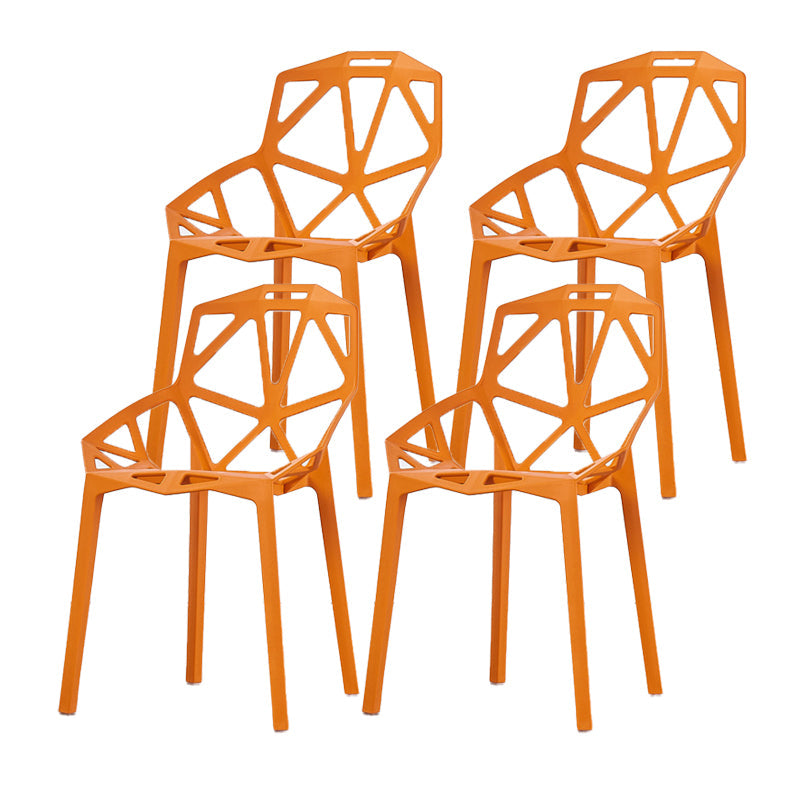 Modern Study Room Cross Back Side Chair Matte Finish Plastic Dining Chair Orange 4 Piece Set Clearhalo ' kitchen&dining_furn' 'Dining Chairs' 'Dining Tables & Seating' 'dining_chair' 'furn' 'furn_dining_chair' 'Furniture' 'furniture_dining_chair' 'Kitchen & Dining Furniture' 'kitchen' 4600597
