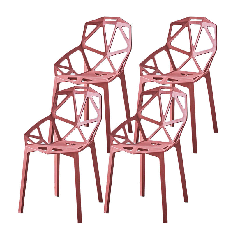 Modern Study Room Cross Back Side Chair Matte Finish Plastic Dining Chair Crimson 4 Piece Set Clearhalo ' kitchen&dining_furn' 'Dining Chairs' 'Dining Tables & Seating' 'dining_chair' 'furn' 'furn_dining_chair' 'Furniture' 'furniture_dining_chair' 'Kitchen & Dining Furniture' 'kitchen' 4600601