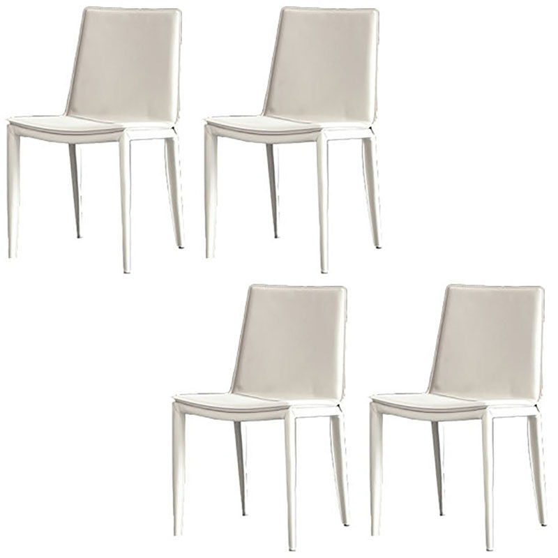 Contemporary Leather Dining Chair Armless Metal Dining Chairs for Restaurant Use Beige 4 Piece Set Clearhalo ' kitchen&dining_furn' 'Dining Chairs' 'Dining Tables & Seating' 'dining_chair' 'furn' 'furn_dining_chair' 'Furniture' 'furniture_dining_chair' 'Kitchen & Dining Furniture' 'kitchen' 4600615