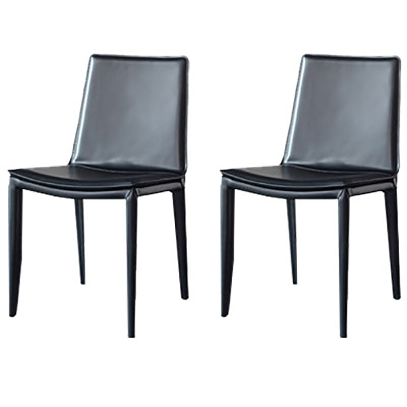 Contemporary Leather Dining Chair Armless Metal Dining Chairs for Restaurant Use Black 2 Piece Set Clearhalo ' kitchen&dining_furn' 'Dining Chairs' 'Dining Tables & Seating' 'dining_chair' 'furn' 'furn_dining_chair' 'Furniture' 'furniture_dining_chair' 'Kitchen & Dining Furniture' 'kitchen' 4600620