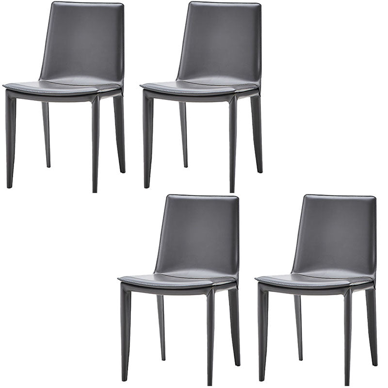 Contemporary Leather Dining Chair Armless Metal Dining Chairs for Restaurant Use Grey 4 Piece Set Clearhalo ' kitchen&dining_furn' 'Dining Chairs' 'Dining Tables & Seating' 'dining_chair' 'furn' 'furn_dining_chair' 'Furniture' 'furniture_dining_chair' 'Kitchen & Dining Furniture' 'kitchen' 4600627