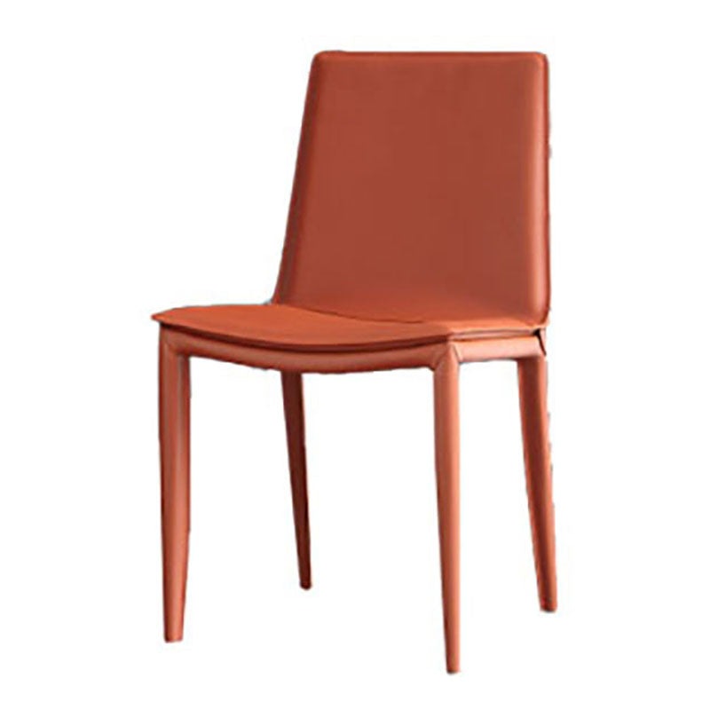 Contemporary Leather Dining Chair Armless Metal Dining Chairs for Restaurant Use Light Orange 1 Piece Clearhalo ' kitchen&dining_furn' 'Dining Chairs' 'Dining Tables & Seating' 'dining_chair' 'furn' 'furn_dining_chair' 'Furniture' 'furniture_dining_chair' 'Kitchen & Dining Furniture' 'kitchen' 4600629