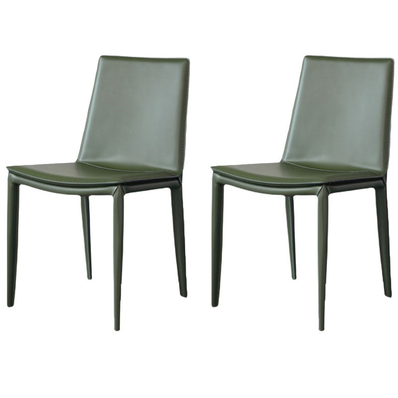 Contemporary Leather Dining Chair Armless Metal Dining Chairs for Restaurant Use Green 2 Piece Set Clearhalo ' kitchen&dining_furn' 'Dining Chairs' 'Dining Tables & Seating' 'dining_chair' 'furn' 'furn_dining_chair' 'Furniture' 'furniture_dining_chair' 'Kitchen & Dining Furniture' 'kitchen' 4600633