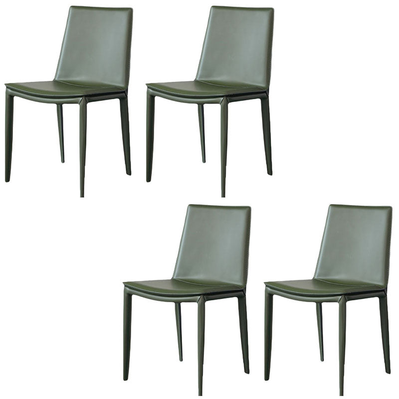 Contemporary Leather Dining Chair Armless Metal Dining Chairs for Restaurant Use Green 4 Piece Set Clearhalo ' kitchen&dining_furn' 'Dining Chairs' 'Dining Tables & Seating' 'dining_chair' 'furn' 'furn_dining_chair' 'Furniture' 'furniture_dining_chair' 'Kitchen & Dining Furniture' 'kitchen' 4600634