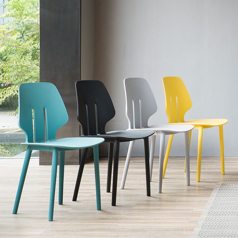 Scandinavian Colorful Plastic Dining Armless Chair Solid Back Chair Clearhalo ' kitchen&dining_furn' 'Dining Chairs' 'Dining Tables & Seating' 'dining_chair' 'furn' 'furn_dining_chair' 'Furniture' 'furniture_dining_chair' 'Kitchen & Dining Furniture' 'kitchen' 4600638
