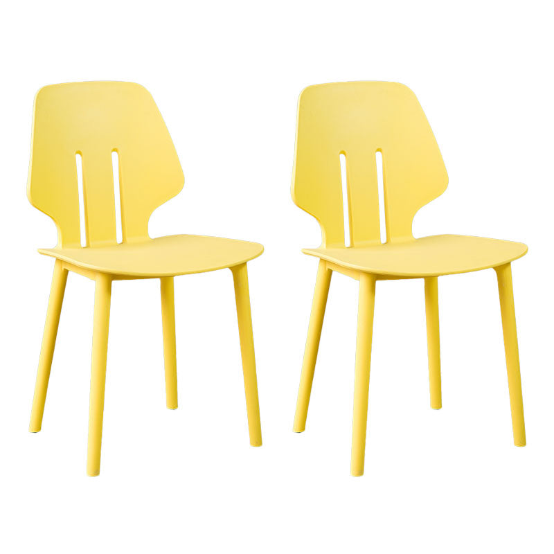 Scandinavian Colorful Plastic Dining Armless Chair Solid Back Chair Yellow 2 Piece Set Clearhalo ' kitchen&dining_furn' 'Dining Chairs' 'Dining Tables & Seating' 'dining_chair' 'furn' 'furn_dining_chair' 'Furniture' 'furniture_dining_chair' 'Kitchen & Dining Furniture' 'kitchen' 4600641