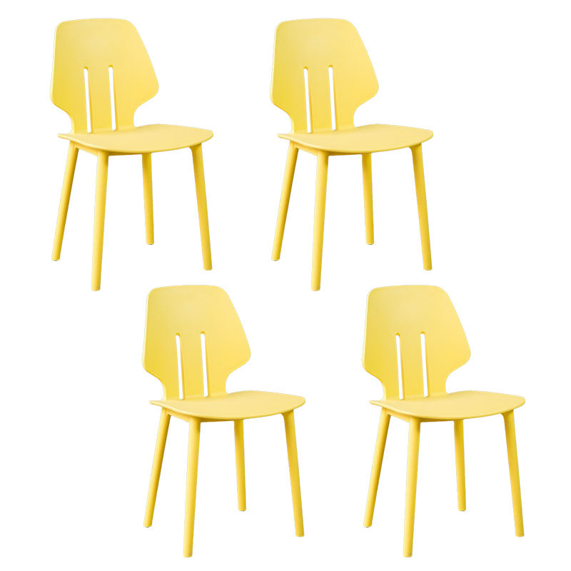 Scandinavian Colorful Plastic Dining Armless Chair Solid Back Chair Yellow 4 Piece Set Clearhalo ' kitchen&dining_furn' 'Dining Chairs' 'Dining Tables & Seating' 'dining_chair' 'furn' 'furn_dining_chair' 'Furniture' 'furniture_dining_chair' 'Kitchen & Dining Furniture' 'kitchen' 4600642