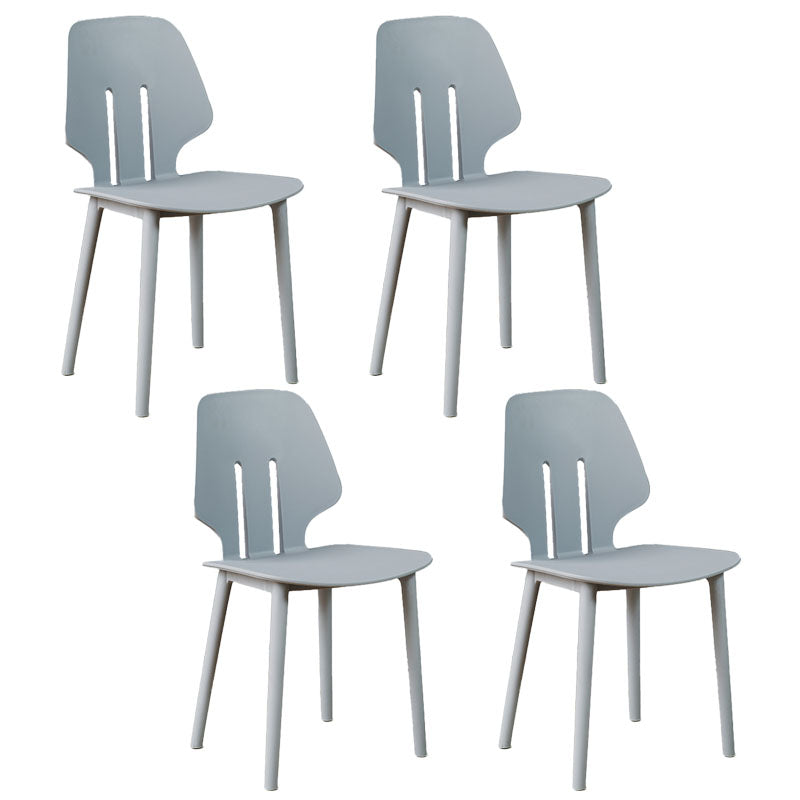 Scandinavian Colorful Plastic Dining Armless Chair Solid Back Chair Grey 4 Piece Set Clearhalo ' kitchen&dining_furn' 'Dining Chairs' 'Dining Tables & Seating' 'dining_chair' 'furn' 'furn_dining_chair' 'Furniture' 'furniture_dining_chair' 'Kitchen & Dining Furniture' 'kitchen' 4600646