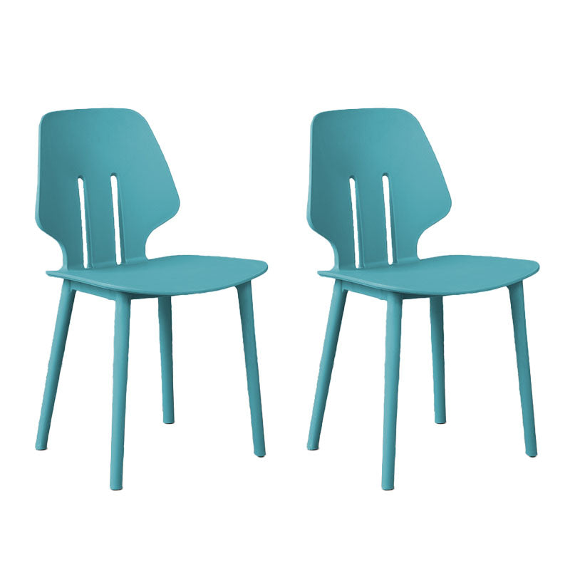 Scandinavian Colorful Plastic Dining Armless Chair Solid Back Chair Blue 2 Piece Set Clearhalo ' kitchen&dining_furn' 'Dining Chairs' 'Dining Tables & Seating' 'dining_chair' 'furn' 'furn_dining_chair' 'Furniture' 'furniture_dining_chair' 'Kitchen & Dining Furniture' 'kitchen' 4600648