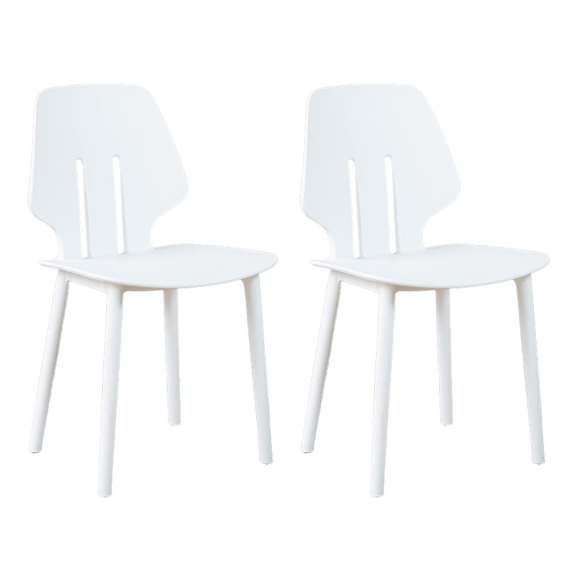 Scandinavian Colorful Plastic Dining Armless Chair Solid Back Chair White 2 Piece Set Clearhalo ' kitchen&dining_furn' 'Dining Chairs' 'Dining Tables & Seating' 'dining_chair' 'furn' 'furn_dining_chair' 'Furniture' 'furniture_dining_chair' 'Kitchen & Dining Furniture' 'kitchen' 4600652
