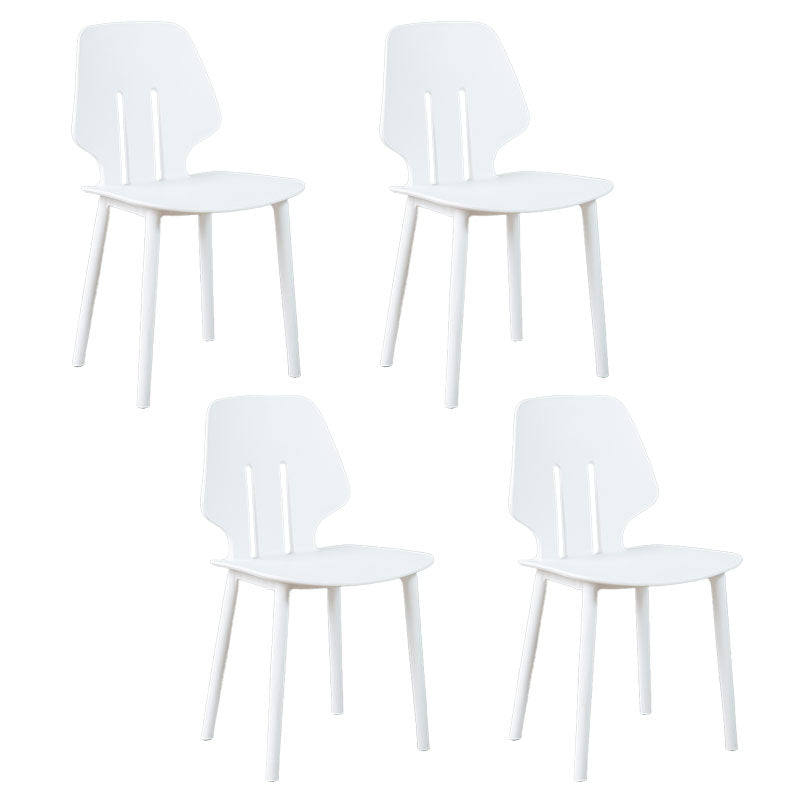 Scandinavian Colorful Plastic Dining Armless Chair Solid Back Chair White 4 Piece Set Clearhalo ' kitchen&dining_furn' 'Dining Chairs' 'Dining Tables & Seating' 'dining_chair' 'furn' 'furn_dining_chair' 'Furniture' 'furniture_dining_chair' 'Kitchen & Dining Furniture' 'kitchen' 4600655