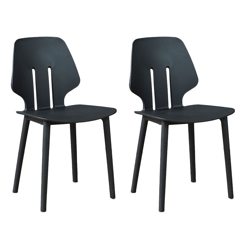 Scandinavian Colorful Plastic Dining Armless Chair Solid Back Chair Black 2 Piece Set Clearhalo ' kitchen&dining_furn' 'Dining Chairs' 'Dining Tables & Seating' 'dining_chair' 'furn' 'furn_dining_chair' 'Furniture' 'furniture_dining_chair' 'Kitchen & Dining Furniture' 'kitchen' 4600657