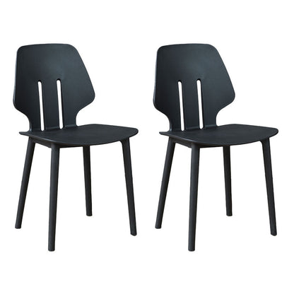 Scandinavian Colorful Plastic Dining Armless Chair Solid Back Chair Black 2 Piece Set Clearhalo ' kitchen&dining_furn' 'Dining Chairs' 'Dining Tables & Seating' 'dining_chair' 'furn' 'furn_dining_chair' 'Furniture' 'furniture_dining_chair' 'Kitchen & Dining Furniture' 'kitchen' 4600657