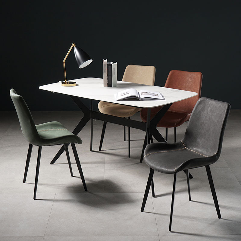 Contemporary Style Chairs Dining Armless Side Chairs with Metal Legs for Kitchen Clearhalo ' kitchen&dining_furn' 'Dining Chairs' 'Dining Tables & Seating' 'dining_chair' 'furn' 'furn_dining_chair' 'Furniture' 'furniture_dining_chair' 'Kitchen & Dining Furniture' 'kitchen' 4600665