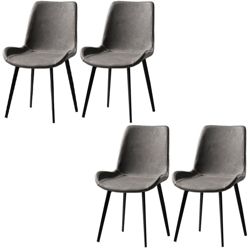 Contemporary Style Chairs Dining Armless Side Chairs with Metal Legs for Kitchen Light Gray 4 Piece Set Clearhalo ' kitchen&dining_furn' 'Dining Chairs' 'Dining Tables & Seating' 'dining_chair' 'furn' 'furn_dining_chair' 'Furniture' 'furniture_dining_chair' 'Kitchen & Dining Furniture' 'kitchen' 4600676