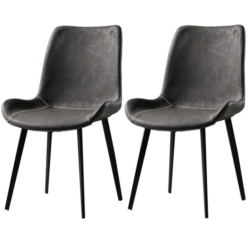 Contemporary Style Chairs Dining Armless Side Chairs with Metal Legs for Kitchen Dark Gray 2 Piece Set Clearhalo ' kitchen&dining_furn' 'Dining Chairs' 'Dining Tables & Seating' 'dining_chair' 'furn' 'furn_dining_chair' 'Furniture' 'furniture_dining_chair' 'Kitchen & Dining Furniture' 'kitchen' 4600681