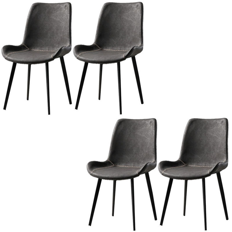 Contemporary Style Chairs Dining Armless Side Chairs with Metal Legs for Kitchen Dark Gray 4 Piece Set Clearhalo ' kitchen&dining_furn' 'Dining Chairs' 'Dining Tables & Seating' 'dining_chair' 'furn' 'furn_dining_chair' 'Furniture' 'furniture_dining_chair' 'Kitchen & Dining Furniture' 'kitchen' 4600682