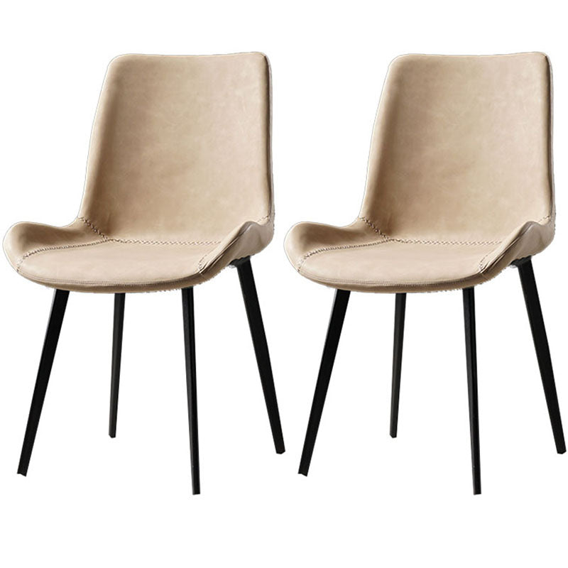 Contemporary Style Chairs Dining Armless Side Chairs with Metal Legs for Kitchen Khaki 2 Piece Set Clearhalo ' kitchen&dining_furn' 'Dining Chairs' 'Dining Tables & Seating' 'dining_chair' 'furn' 'furn_dining_chair' 'Furniture' 'furniture_dining_chair' 'Kitchen & Dining Furniture' 'kitchen' 4600684