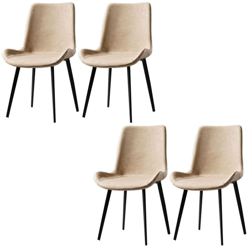 Contemporary Style Chairs Dining Armless Side Chairs with Metal Legs for Kitchen Khaki 4 Piece Set Clearhalo ' kitchen&dining_furn' 'Dining Chairs' 'Dining Tables & Seating' 'dining_chair' 'furn' 'furn_dining_chair' 'Furniture' 'furniture_dining_chair' 'Kitchen & Dining Furniture' 'kitchen' 4600685