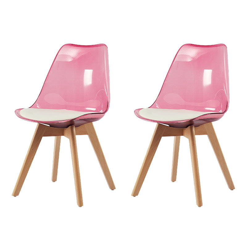 Scandinavian PU Leather Dining Chairs Armless Solid Back Chair Rose Red Set of 2 Clearhalo ' kitchen&dining_furn' 'Dining Chairs' 'Dining Tables & Seating' 'dining_chair' 'Furniture' 'furniture_dining_chair' 'Kitchen & Dining Furniture' 'kitchen' 4600692