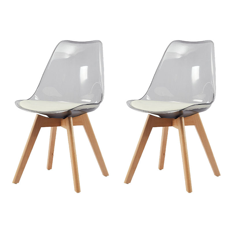 Scandinavian PU Leather Dining Chairs Armless Solid Back Chair Smoke Gray Set of 2 Clearhalo ' kitchen&dining_furn' 'Dining Chairs' 'Dining Tables & Seating' 'dining_chair' 'Furniture' 'furniture_dining_chair' 'Kitchen & Dining Furniture' 'kitchen' 4600698