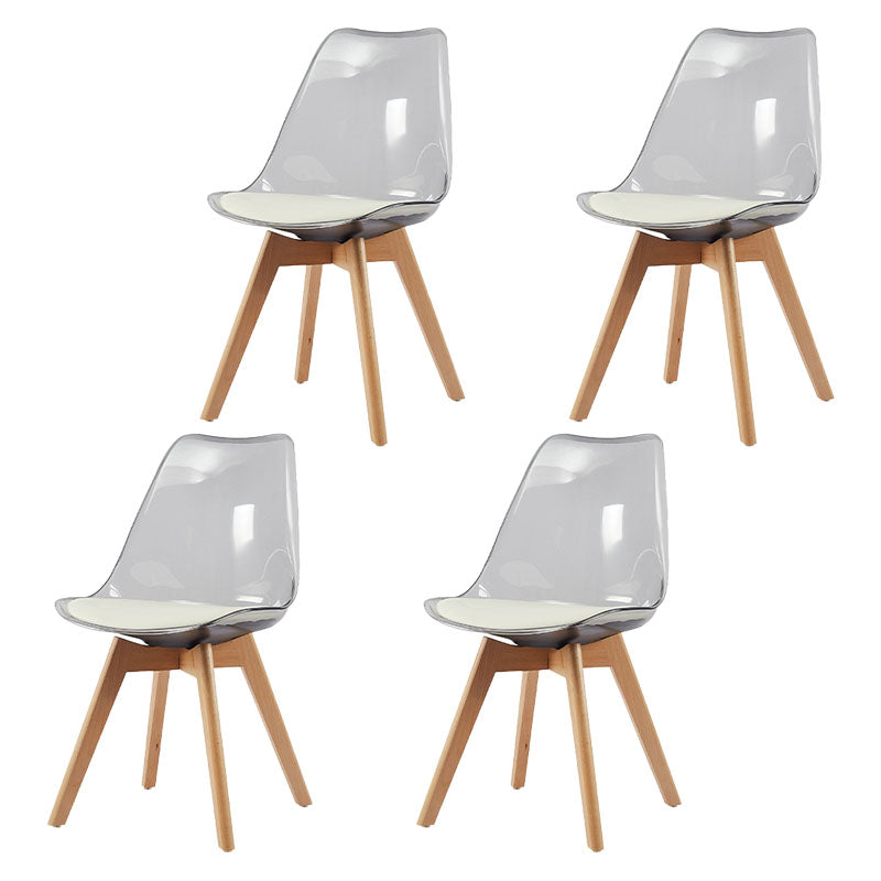 Scandinavian PU Leather Dining Chairs Armless Solid Back Chair Smoke Gray Set of 4 Clearhalo ' kitchen&dining_furn' 'Dining Chairs' 'Dining Tables & Seating' 'dining_chair' 'Furniture' 'furniture_dining_chair' 'Kitchen & Dining Furniture' 'kitchen' 4600700