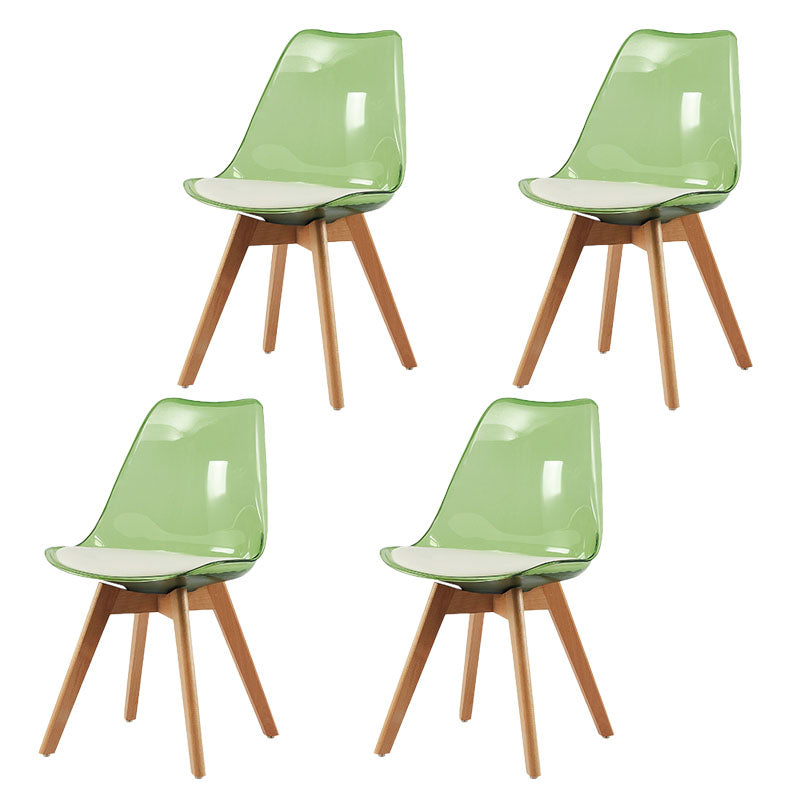 Scandinavian PU Leather Dining Chairs Armless Solid Back Chair Green Set of 4 Clearhalo ' kitchen&dining_furn' 'Dining Chairs' 'Dining Tables & Seating' 'dining_chair' 'Furniture' 'furniture_dining_chair' 'Kitchen & Dining Furniture' 'kitchen' 4600706