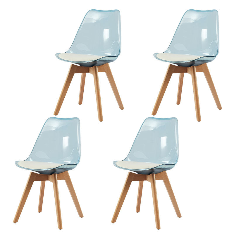 Scandinavian PU Leather Dining Chairs Armless Solid Back Chair Blue Set of 4 Clearhalo ' kitchen&dining_furn' 'Dining Chairs' 'Dining Tables & Seating' 'dining_chair' 'Furniture' 'furniture_dining_chair' 'Kitchen & Dining Furniture' 'kitchen' 4600712