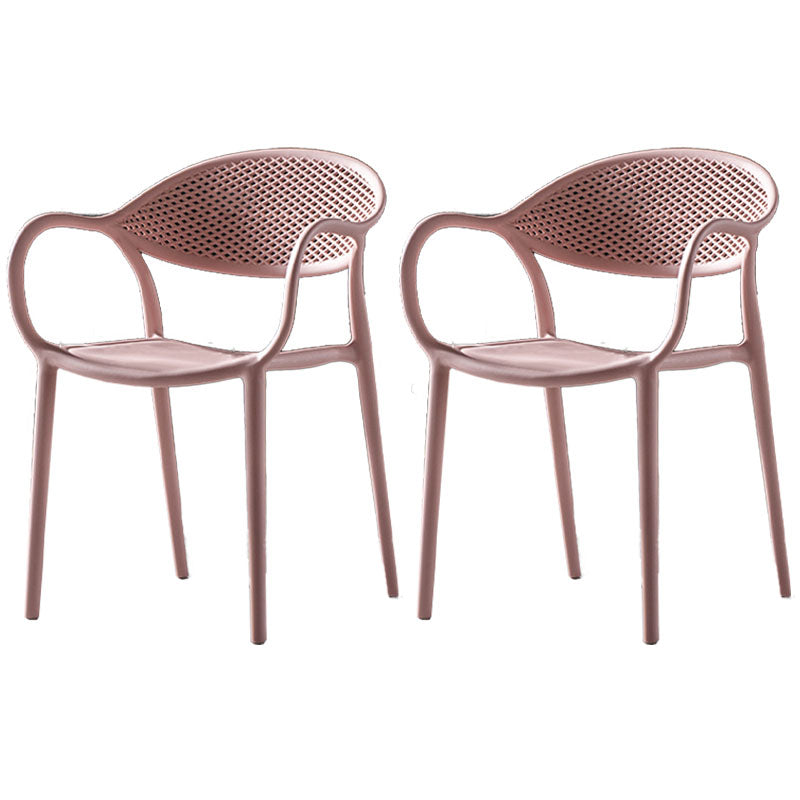 Contemporary Chairs Dining Arm Open Back Plastic Side Chair for Kitchen Pink 2 Piece Set Clearhalo ' kitchen&dining_furn' 'Dining Chairs' 'Dining Tables & Seating' 'dining_chair' 'furn' 'furn_dining_chair' 'Furniture' 'furniture_dining_chair' 'Kitchen & Dining Furniture' 'kitchen' 4600720