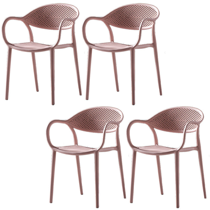 Contemporary Chairs Dining Arm Open Back Plastic Side Chair for Kitchen Pink 4 Piece Set Clearhalo ' kitchen&dining_furn' 'Dining Chairs' 'Dining Tables & Seating' 'dining_chair' 'furn' 'furn_dining_chair' 'Furniture' 'furniture_dining_chair' 'Kitchen & Dining Furniture' 'kitchen' 4600722