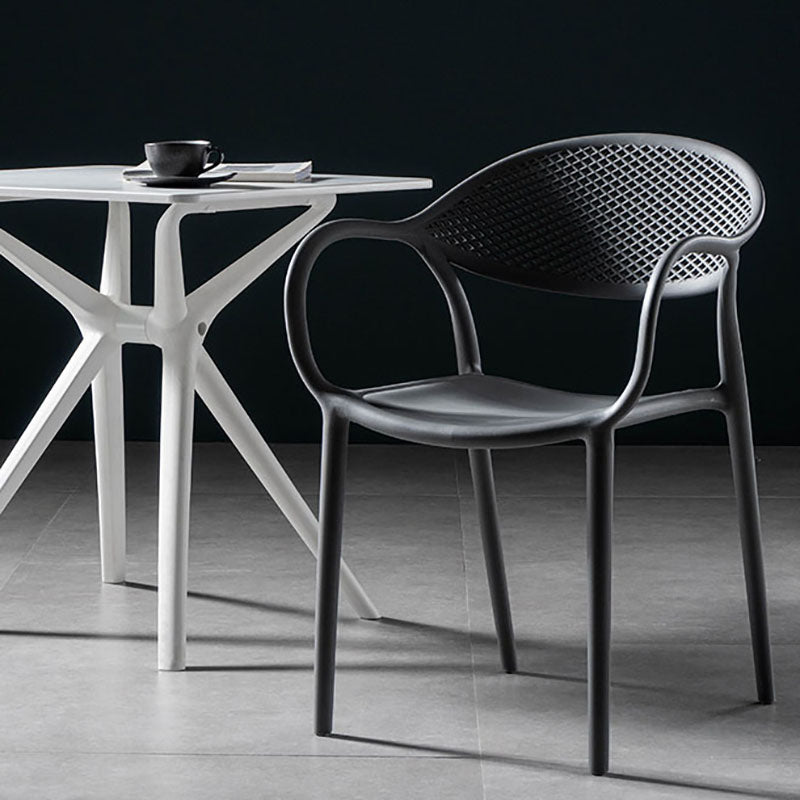 Contemporary Chairs Dining Arm Open Back Plastic Side Chair for Kitchen Clearhalo ' kitchen&dining_furn' 'Dining Chairs' 'Dining Tables & Seating' 'dining_chair' 'furn' 'furn_dining_chair' 'Furniture' 'furniture_dining_chair' 'Kitchen & Dining Furniture' 'kitchen' 4600723