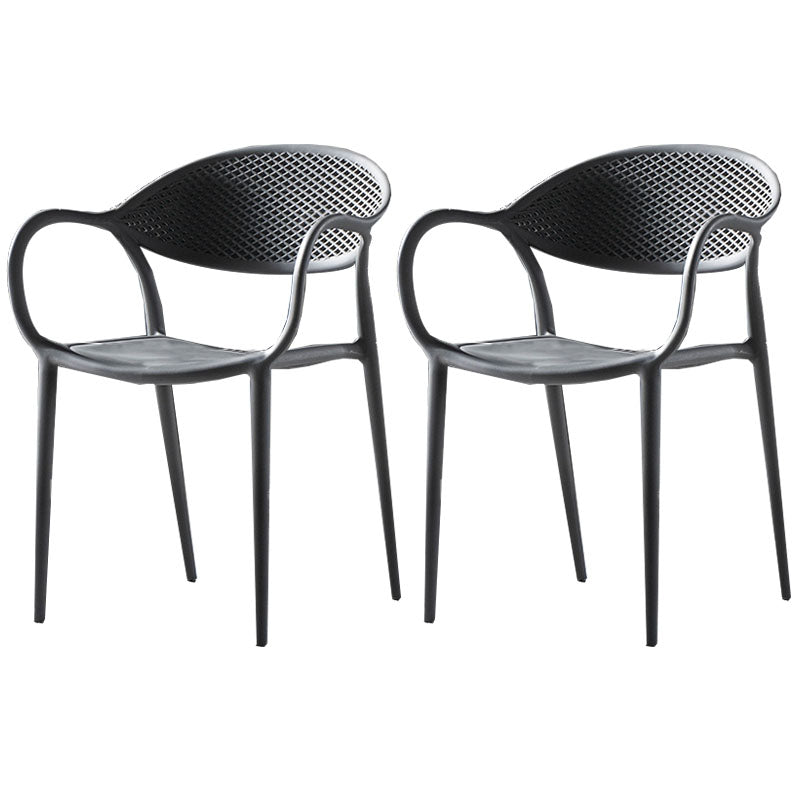 Contemporary Chairs Dining Arm Open Back Plastic Side Chair for Kitchen Grey 2 Piece Set Clearhalo ' kitchen&dining_furn' 'Dining Chairs' 'Dining Tables & Seating' 'dining_chair' 'furn' 'furn_dining_chair' 'Furniture' 'furniture_dining_chair' 'Kitchen & Dining Furniture' 'kitchen' 4600727