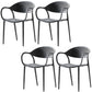 Contemporary Chairs Dining Arm Open Back Plastic Side Chair for Kitchen Grey 4 Piece Set Clearhalo ' kitchen&dining_furn' 'Dining Chairs' 'Dining Tables & Seating' 'dining_chair' 'furn' 'furn_dining_chair' 'Furniture' 'furniture_dining_chair' 'Kitchen & Dining Furniture' 'kitchen' 4600728