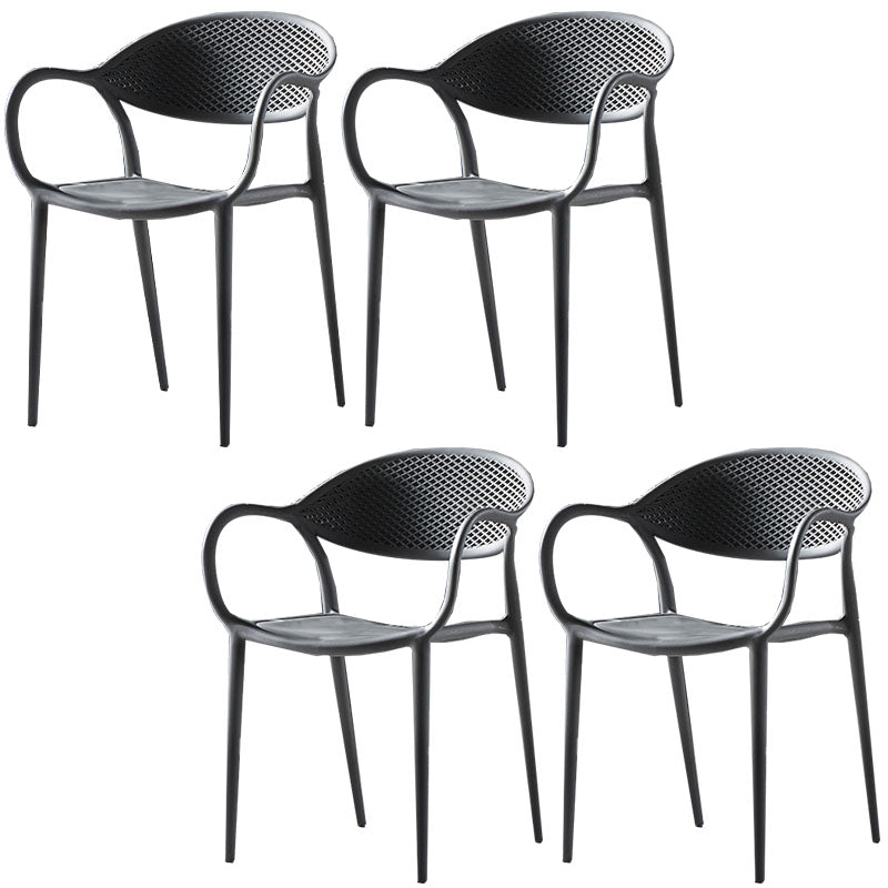 Contemporary Chairs Dining Arm Open Back Plastic Side Chair for Kitchen Grey 4 Piece Set Clearhalo ' kitchen&dining_furn' 'Dining Chairs' 'Dining Tables & Seating' 'dining_chair' 'furn' 'furn_dining_chair' 'Furniture' 'furniture_dining_chair' 'Kitchen & Dining Furniture' 'kitchen' 4600728